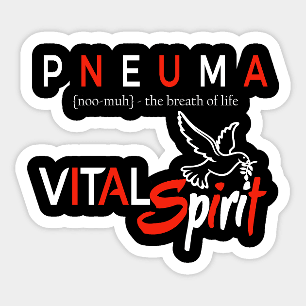 Pneuma - (Breath of Life) Vital Spirit Christian Tee Sticker by JustToranado